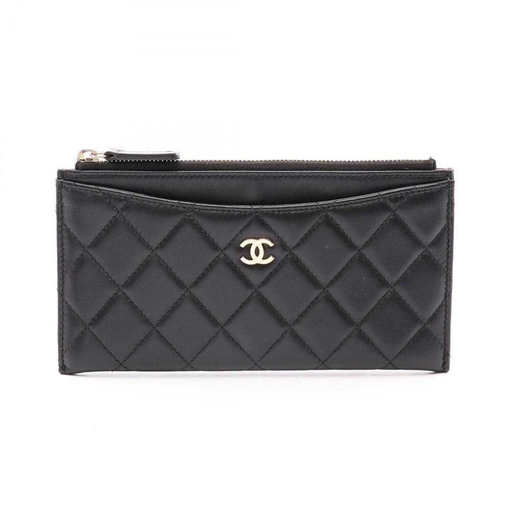 Chanel Matelassé Handbag/Pouch, Lambskin Leather, Women's, Black